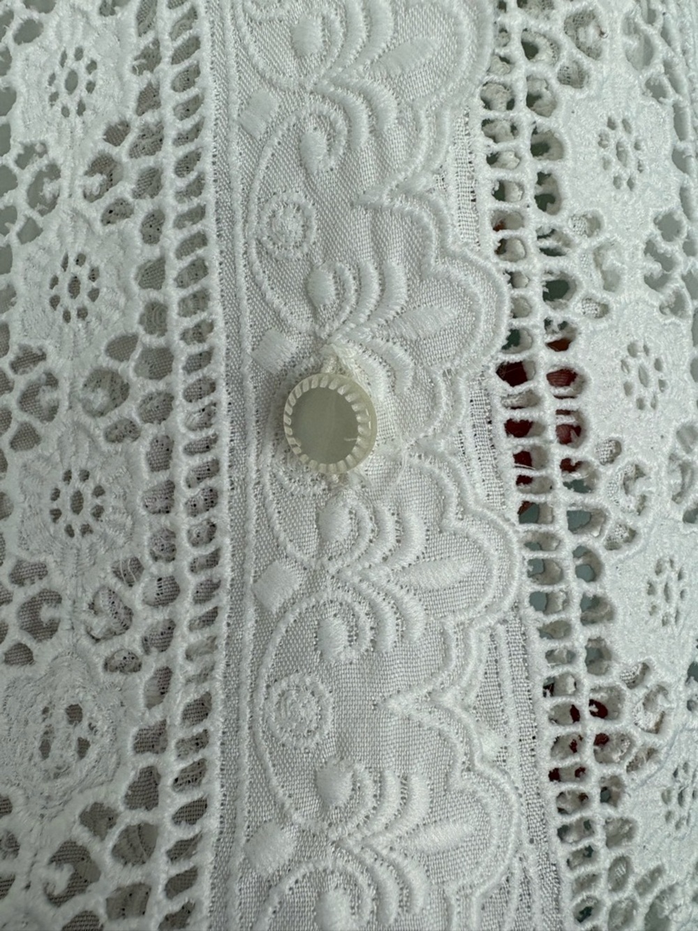 Vintage Plus Size White Lace Trim Button-Up Blouse lightweight boho Cottagecore - Picture 5 of 14